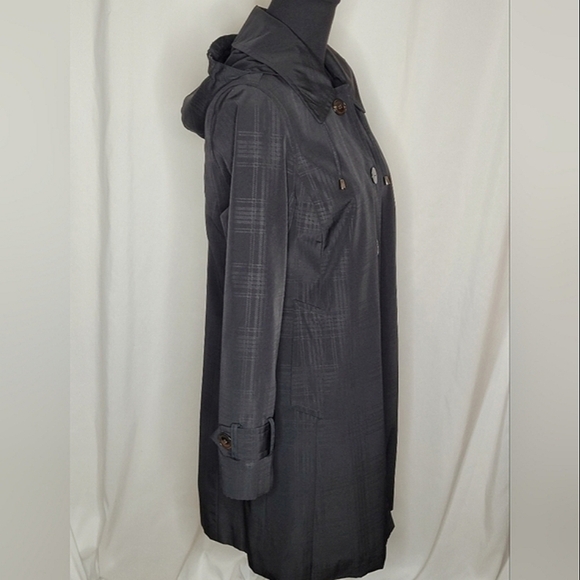 London Fog Womens Full Snap Front Beltless Removable Hood Rain Coat - Size S - Picture 3 of 16